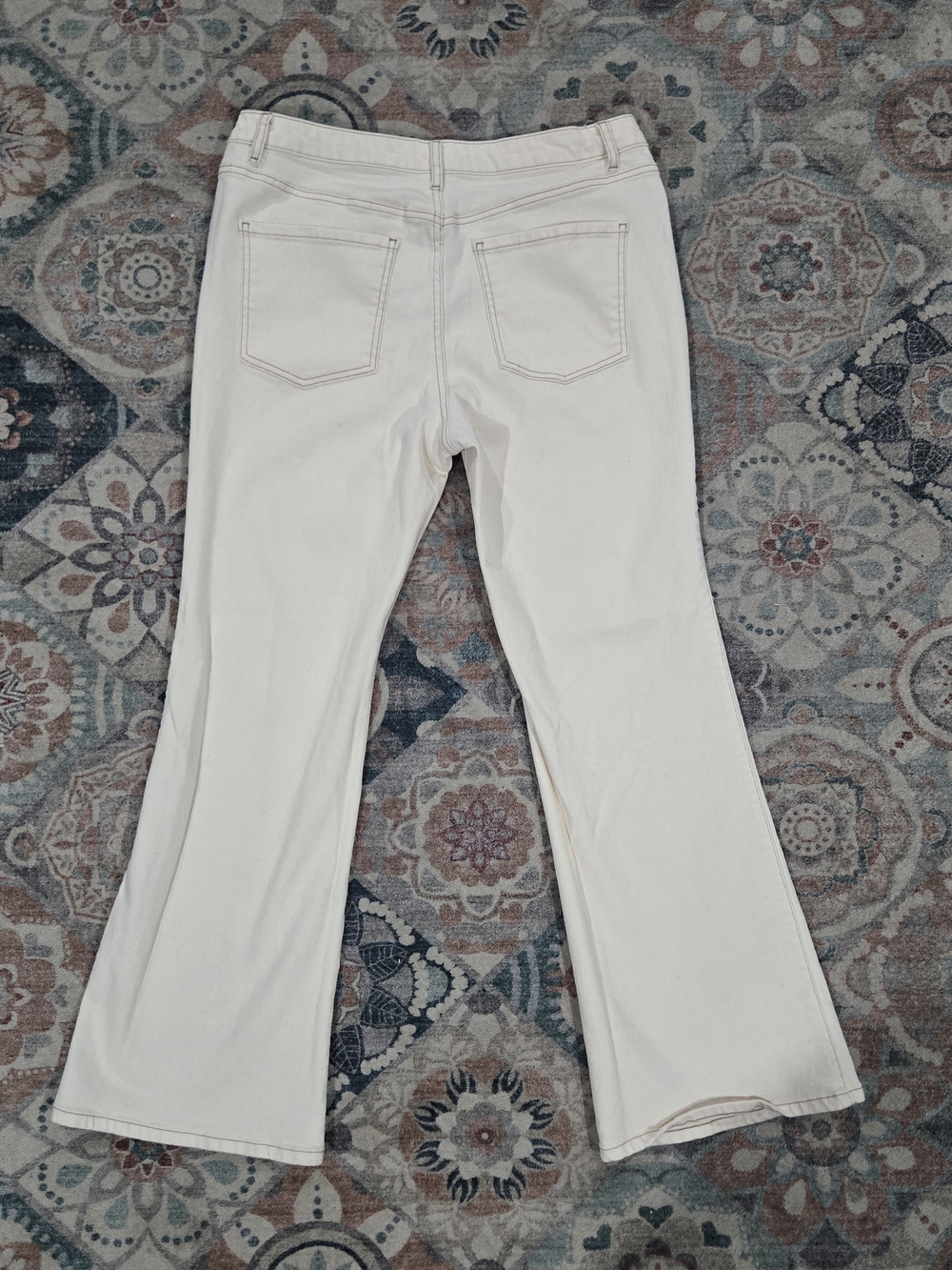Future Collective Cream High Rise Flared Jeans Boho Western Sporty 14 - Picture 6 of 6